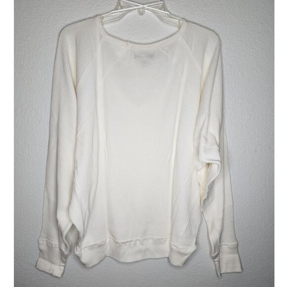 Free People Santa Clara Thermal Pullover Sweater Top in Alabaster Waffle Knit - Picture 4 of 12